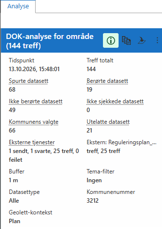 Om analysen med linjene for eksterne tjenester